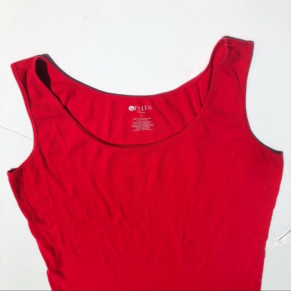 Stylus Cotton  Ribbed Scoop Neck Red Tank Size 2X - Picture 4 of 12